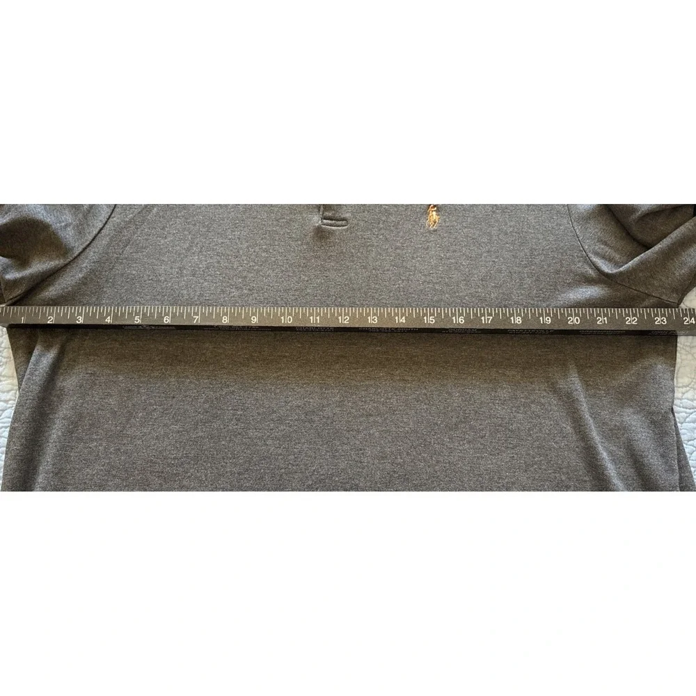 Ralph Lauren Polo Shirt Mens XL Charcoal Gray Long Sleeve Classic Fit Flesh Pony